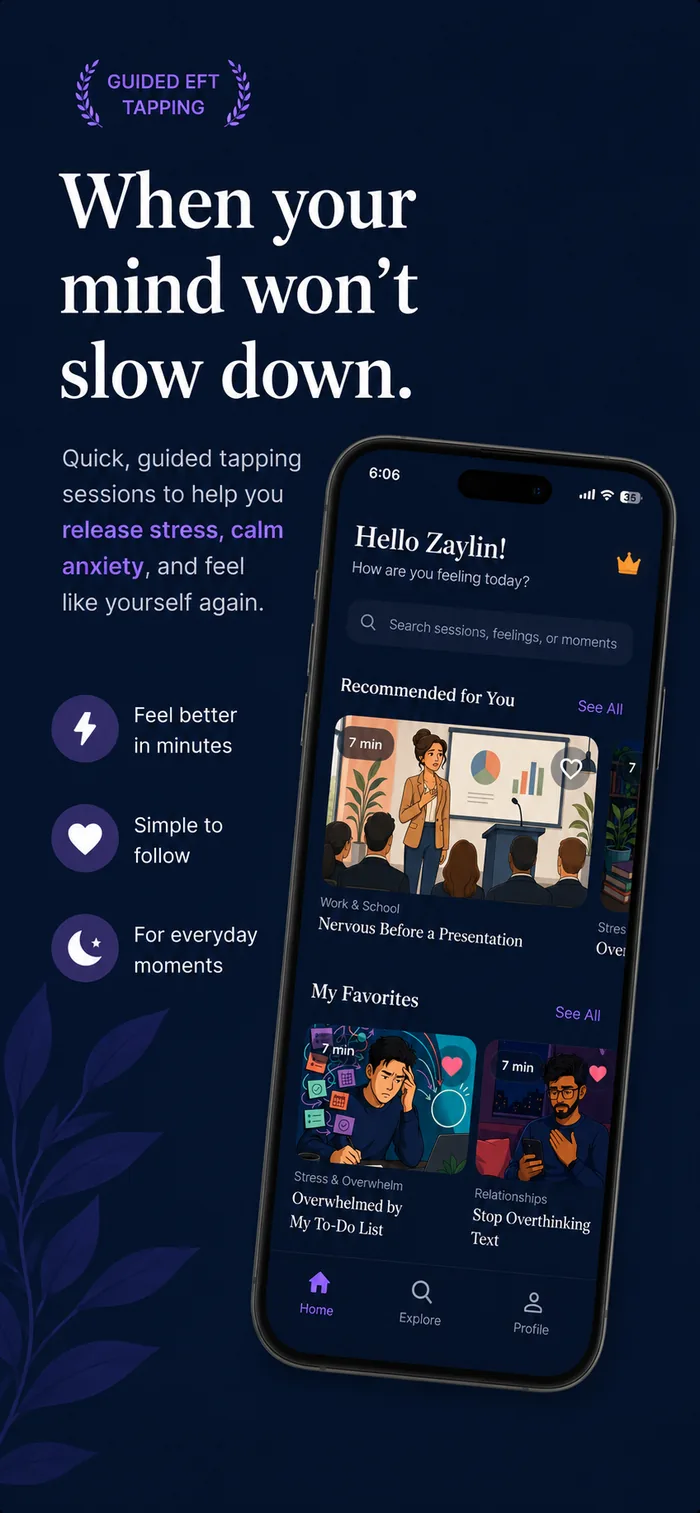 Home screen with personalized session recommendations
